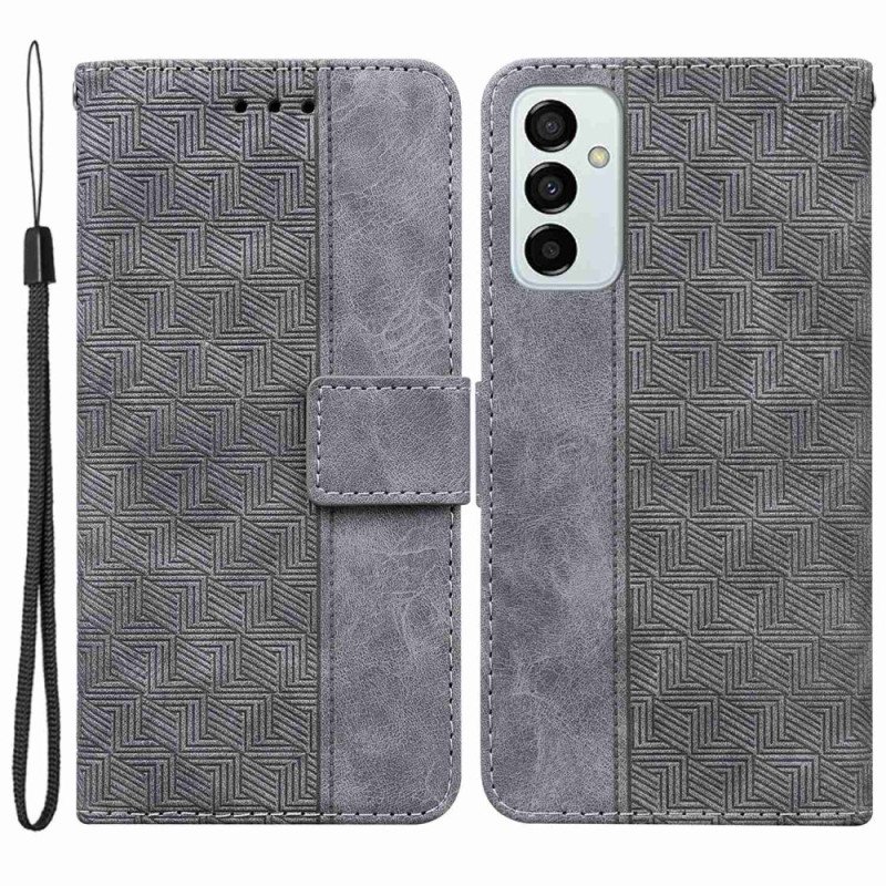 Folio-fodral Samsung Galaxy M13 Med Kedjar Strappy Mönster