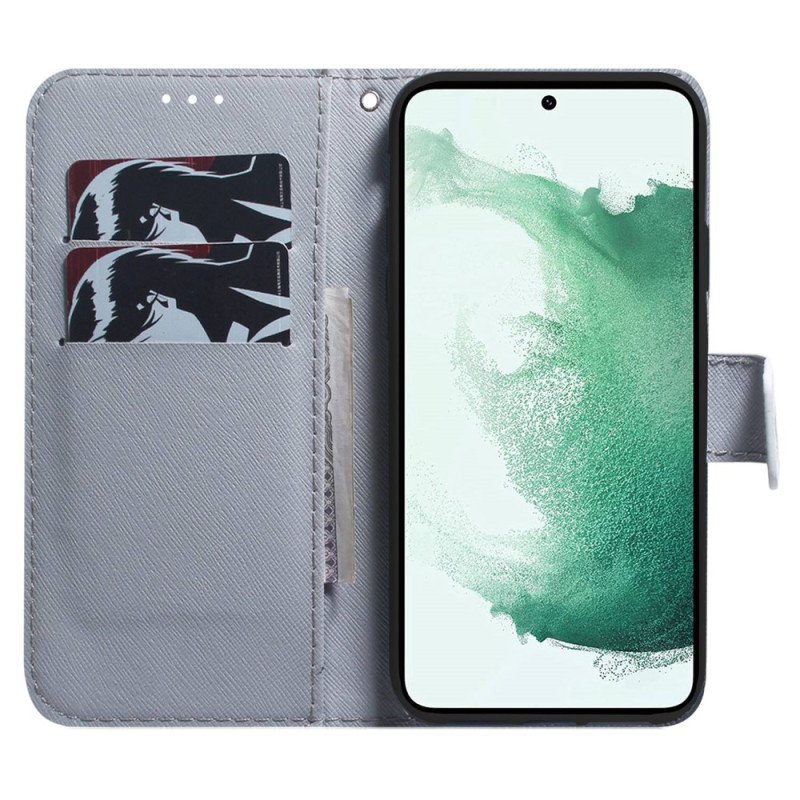 Folio-fodral Samsung Galaxy M13 Med Kedjar Strappy White Tiger