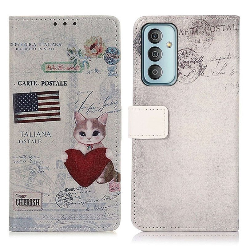 Folio-fodral Samsung Galaxy M13 Resenär Katt