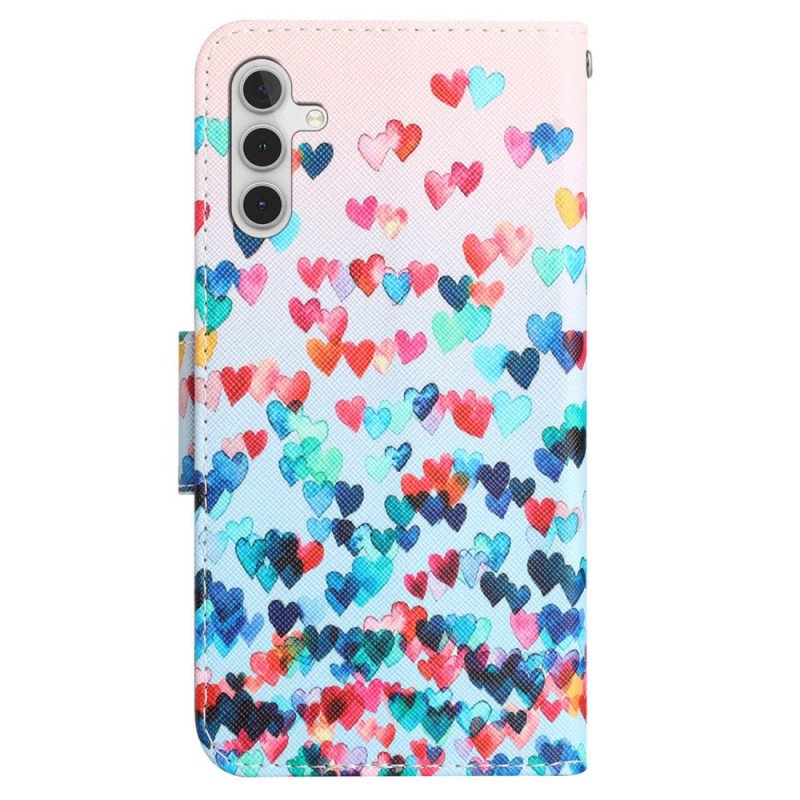 Fodral Samsung Galaxy A54 5G Med Kedjar Strappy Hearts Rain