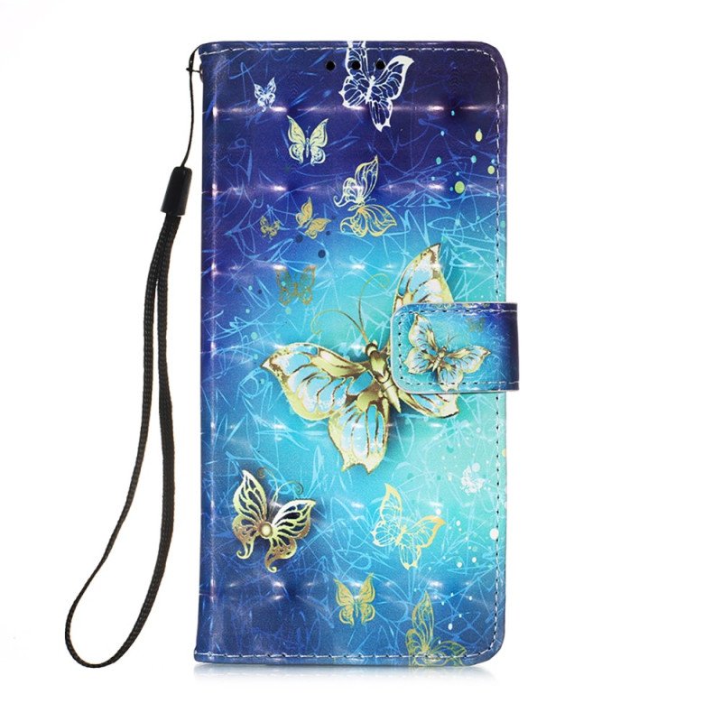 Folio-fodral Samsung Galaxy A54 5G Med Kedjar Flight Of Butterflies I Lanyard