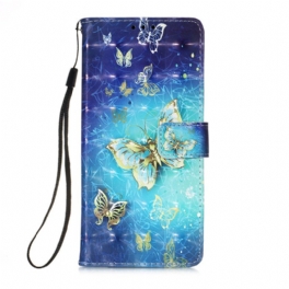 Folio-fodral Samsung Galaxy A54 5G Med Kedjar Flight Of Butterflies I Lanyard