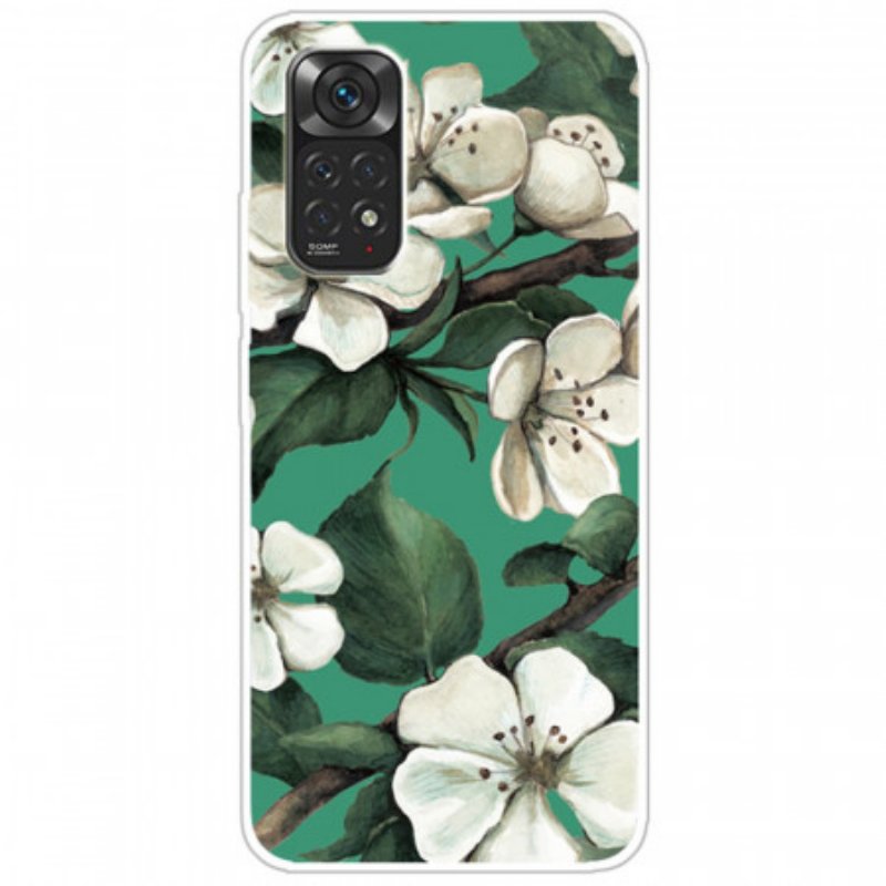 Skal Xiaomi Redmi Note 11 / 11S Målade Vita Blommor