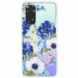 Skal Xiaomi Redmi Note 11 / 11S Sömlös Akvarell Blå Blommor