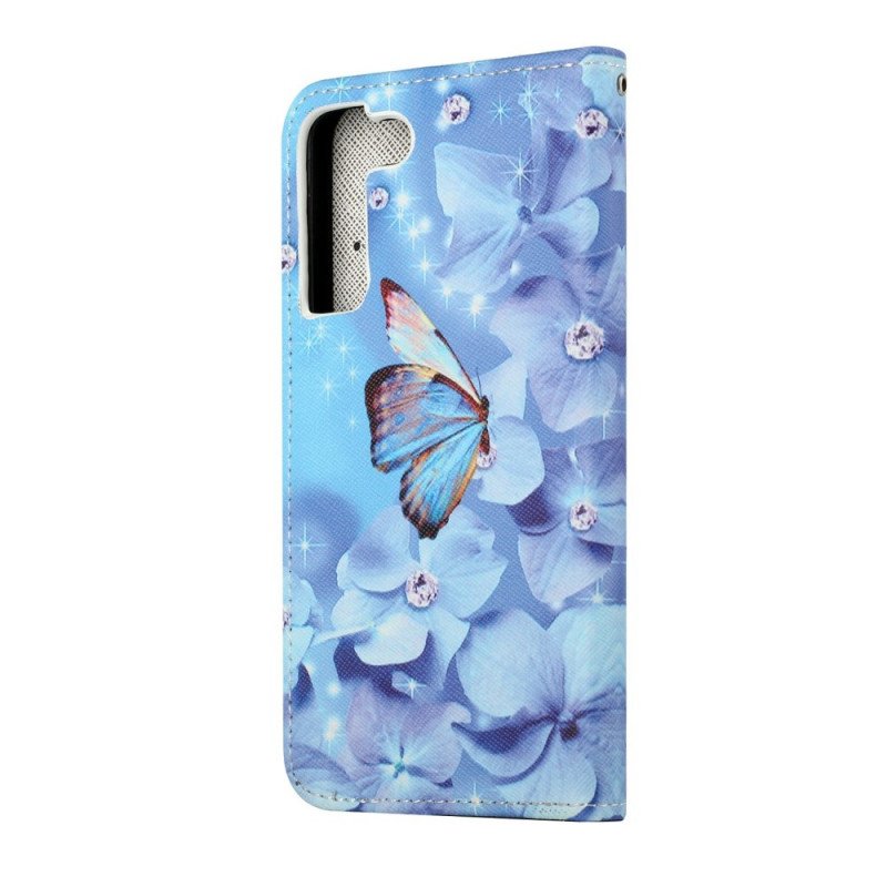 Fodral Samsung Galaxy S22 Plus 5G Med Kedjar Strappy Diamond Butterflies