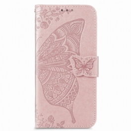 Folio-fodral Samsung Galaxy S22 Plus 5G Butterfly Design Med Lanyard