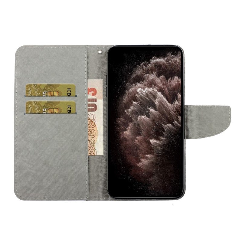 Folio-fodral Samsung Galaxy S22 Plus 5G Med Kedjar Färgglad Fjäder Med Rem