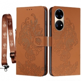 Fodral Huawei P50 Pro Med Kedjar Barock Strappy Tiger