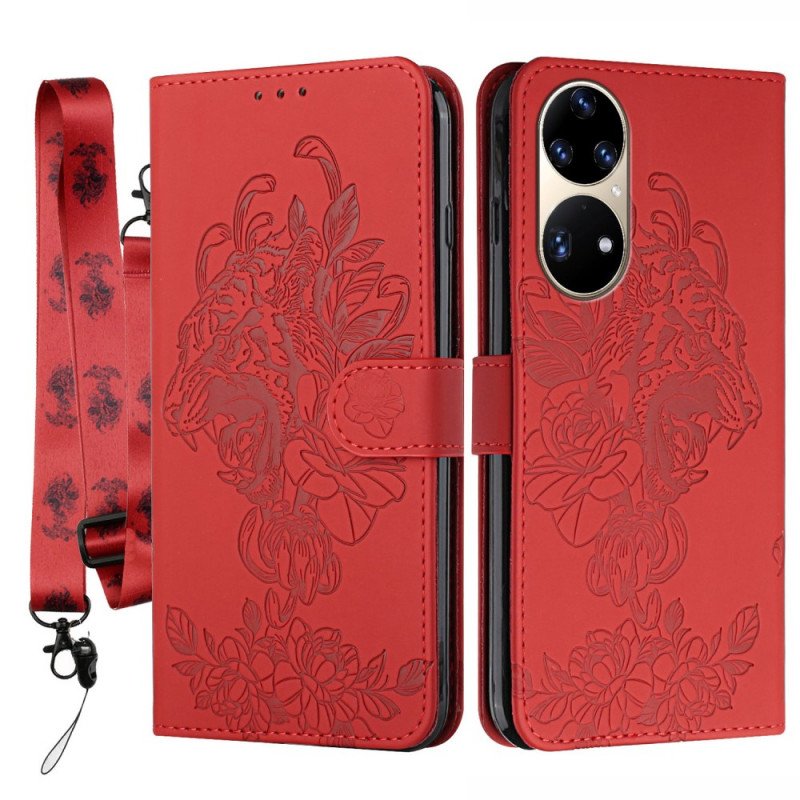 Fodral Huawei P50 Pro Med Kedjar Barock Strappy Tiger