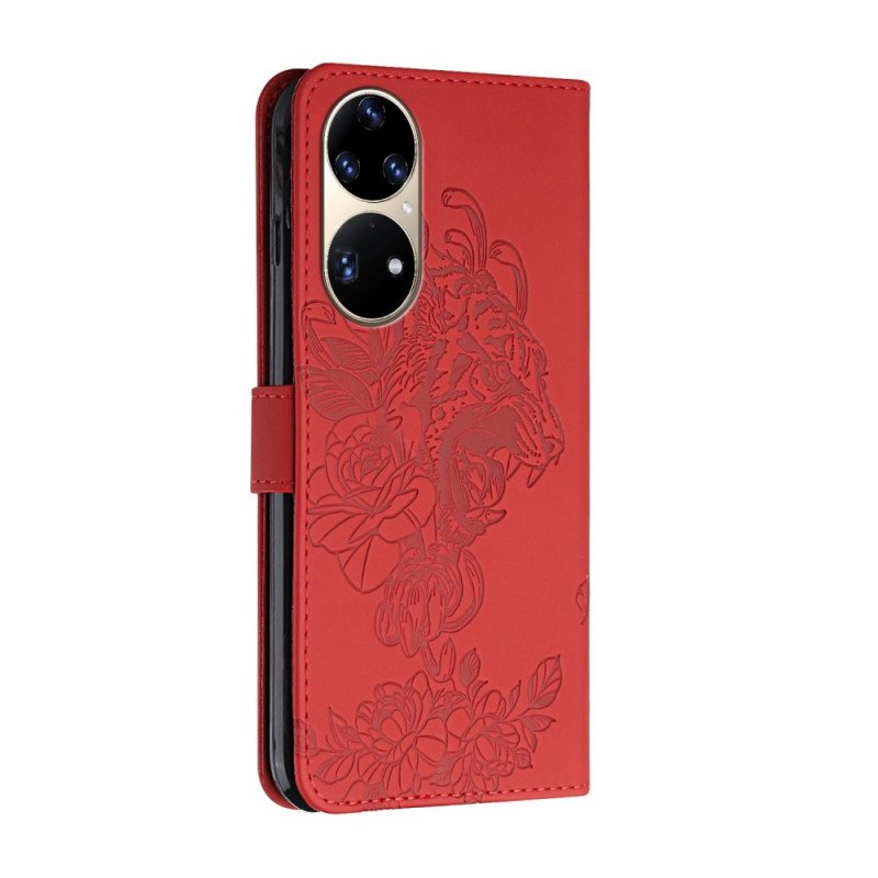 Fodral Huawei P50 Pro Med Kedjar Barock Strappy Tiger