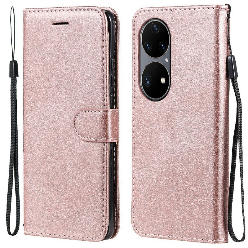 Fodral Huawei P50 Pro Med Kedjar Strappy Lädereffekt