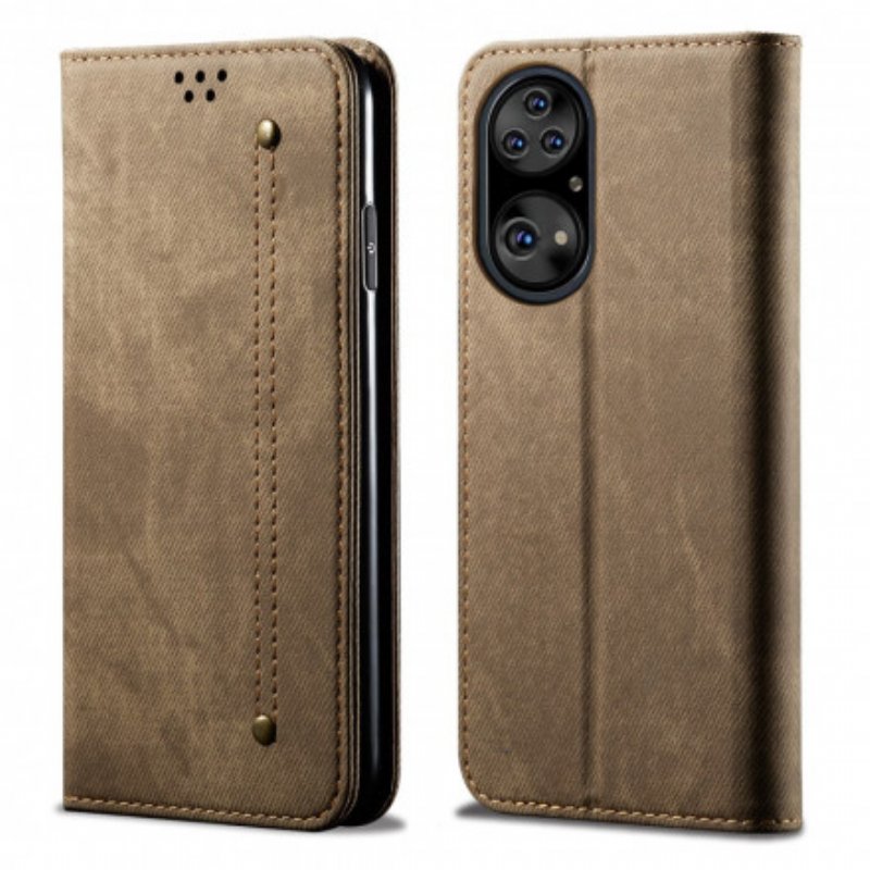 Folio-fodral Huawei P50 Pro Läderfodral Textur För Jeans I Konstläder