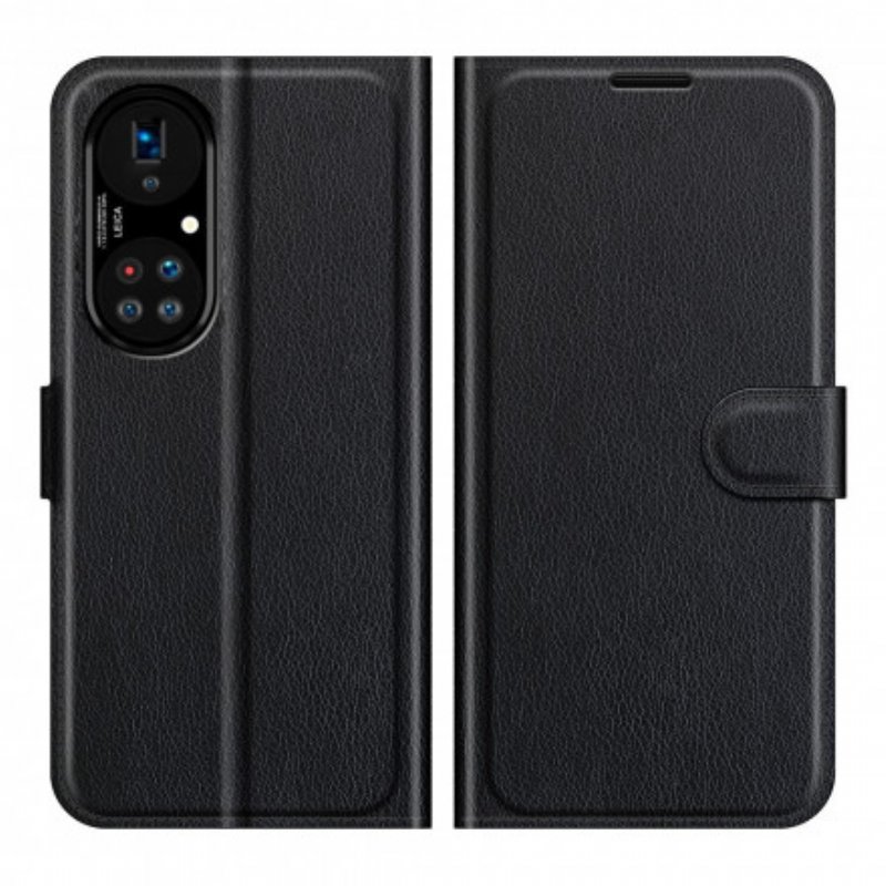 Läderfodral Huawei P50 Pro Klassisk Litchi-läderstil