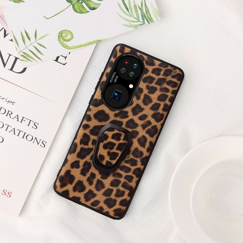 Skal Huawei P50 Pro Ringstöd I Leopardstil