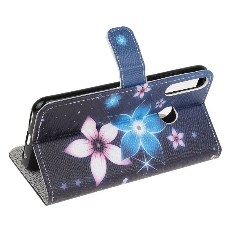 Folio-fodral Huawei P40 Lite E Med Kedjar Lunar Strap Blommor