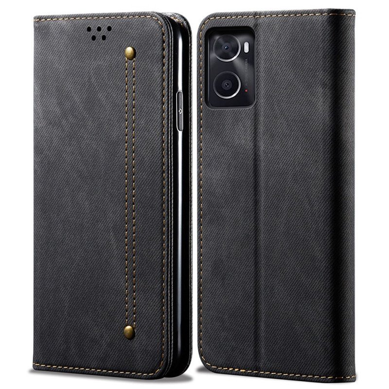 Folio-fodral Realme 9i Läderfodral Denim Tyg