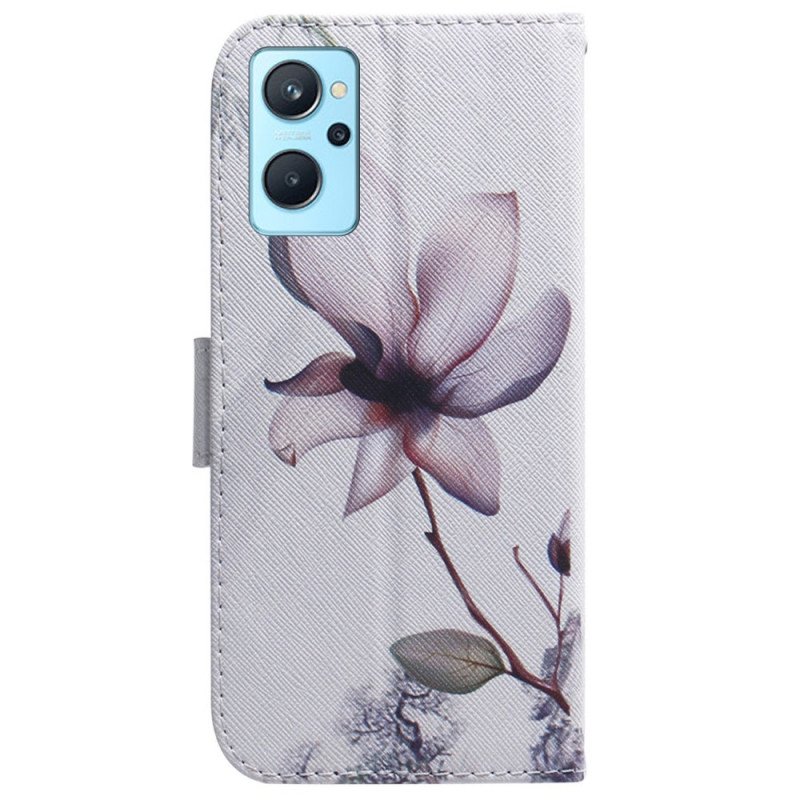 Folio-fodral Realme 9i Rosa Blomma