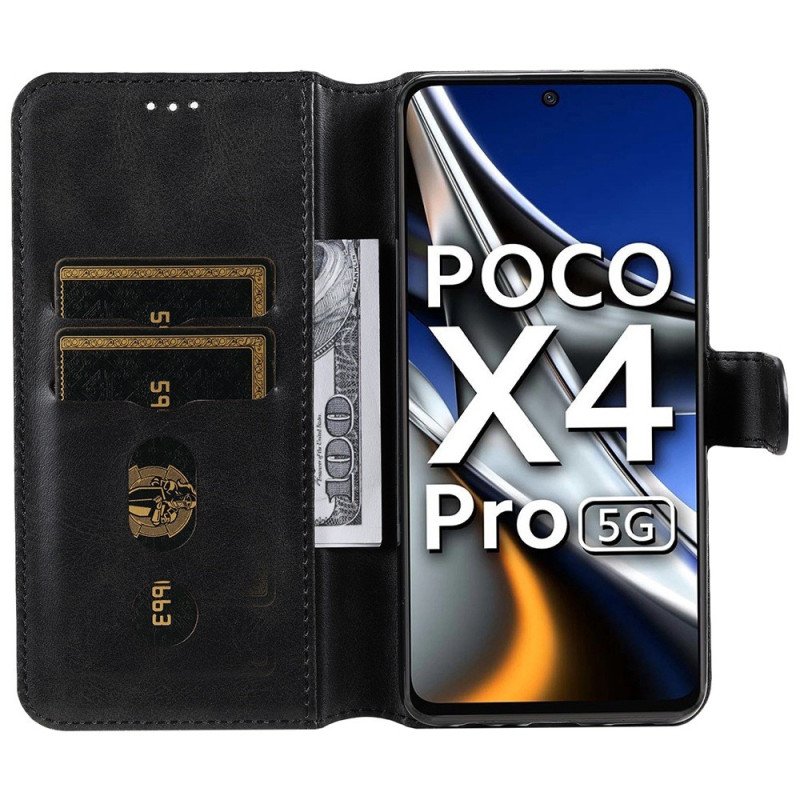 Fodral Poco X4 Pro 5G Klassisk Lädereffekt