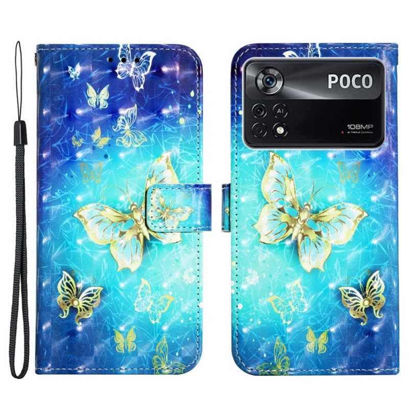 Fodral Poco X4 Pro 5G Med Kedjar Flight Of Butterflies I Lanyard