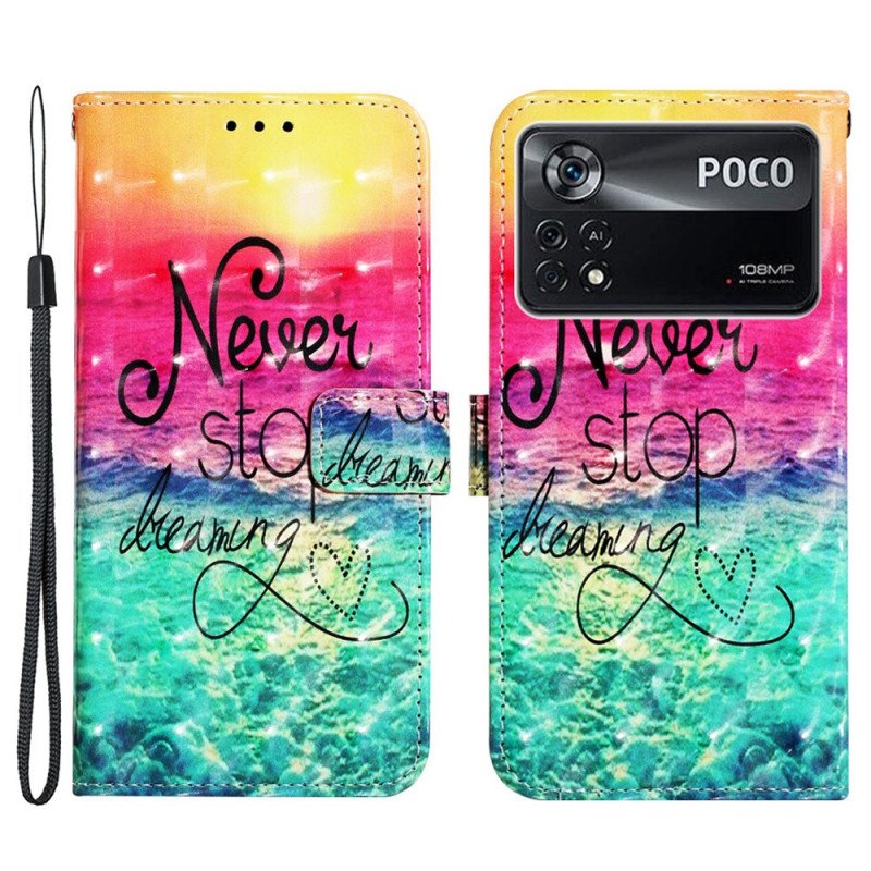 Fodral Poco X4 Pro 5G Med Kedjar Never Stop Dreaming Strappy