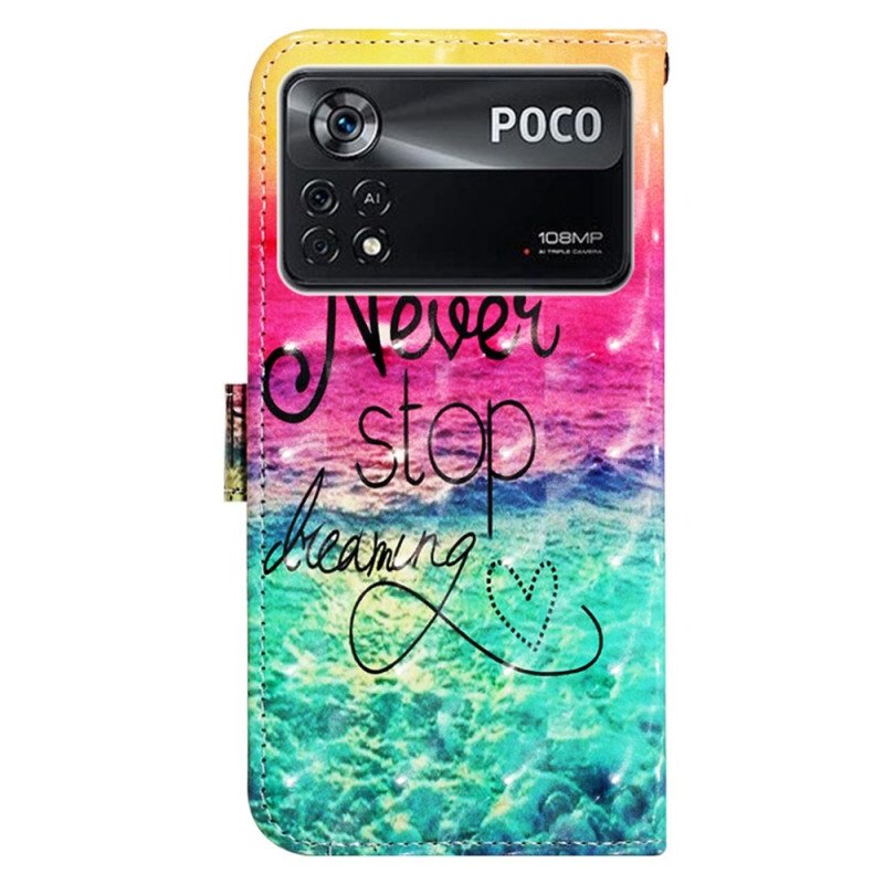 Fodral Poco X4 Pro 5G Med Kedjar Never Stop Dreaming Strappy