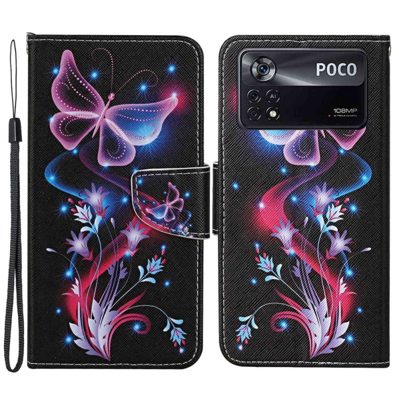 Fodral Poco X4 Pro 5G Med Kedjar Strappy Butterfly Dance