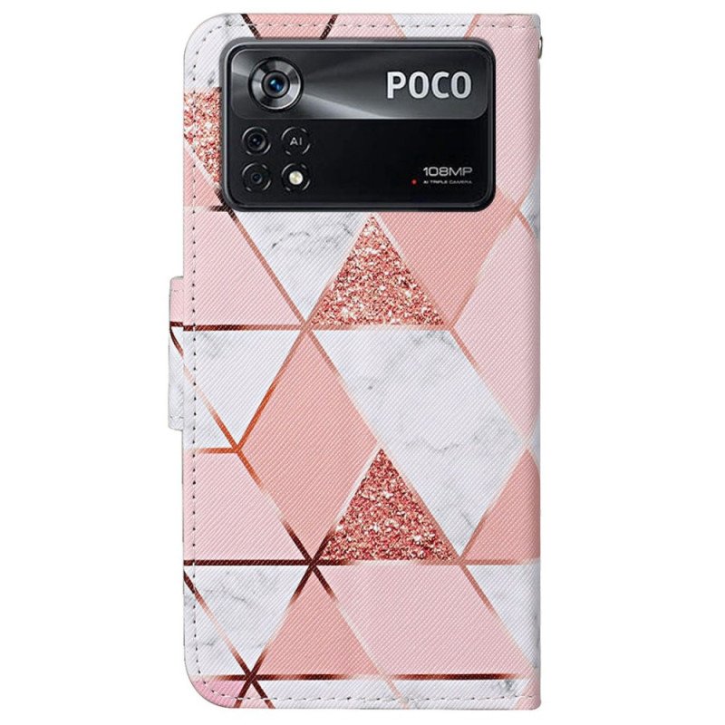 Fodral Poco X4 Pro 5G Med Kedjar Strappy Glitter Marmor