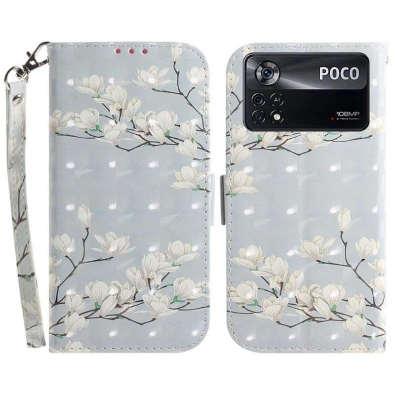 Folio-fodral Poco X4 Pro 5G Blommande Grenar