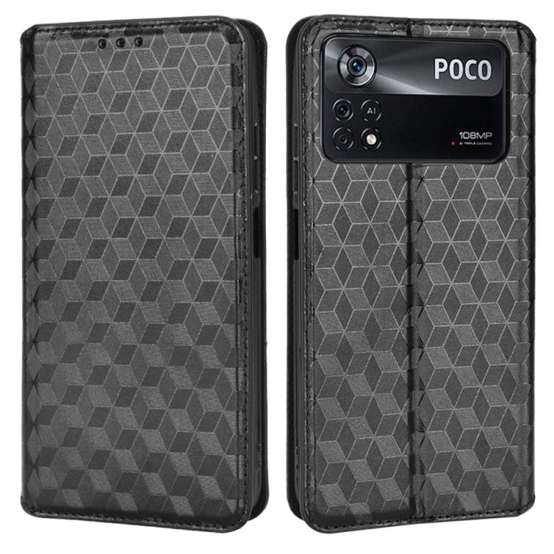 Folio-fodral Poco X4 Pro 5G Läderfodral 3d-struktur