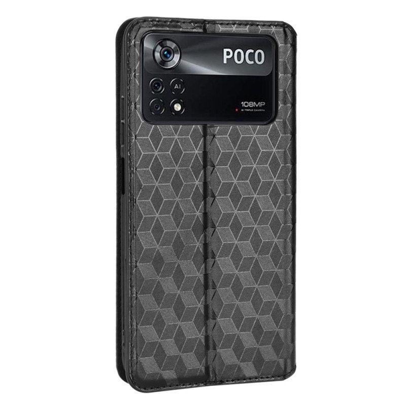 Folio-fodral Poco X4 Pro 5G Läderfodral 3d-struktur