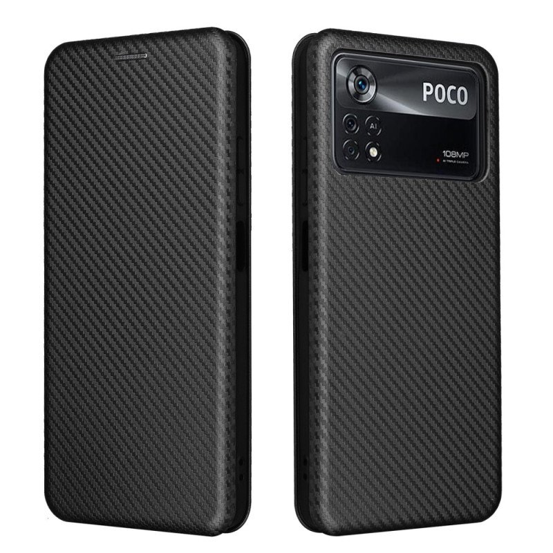 Folio-fodral Poco X4 Pro 5G Läderfodral Färgad Kolfiber