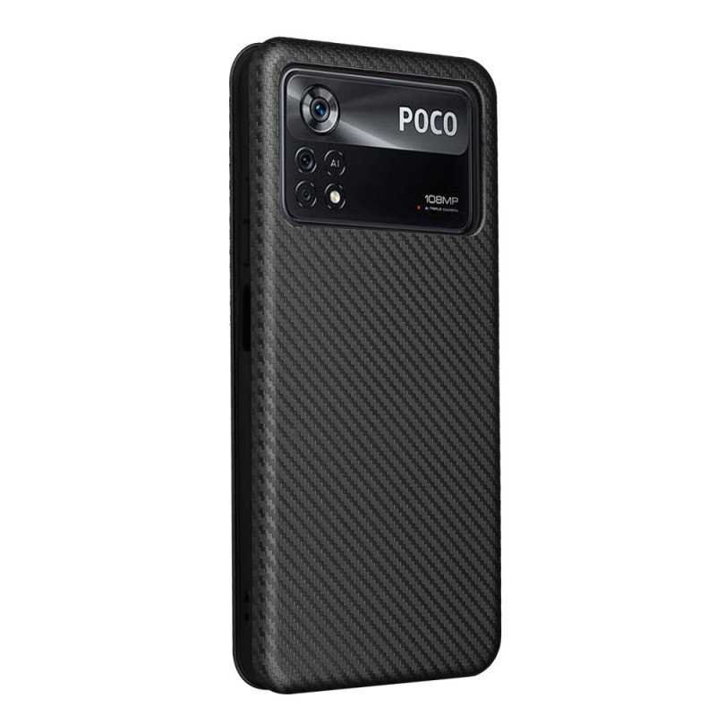 Folio-fodral Poco X4 Pro 5G Läderfodral Färgad Kolfiber