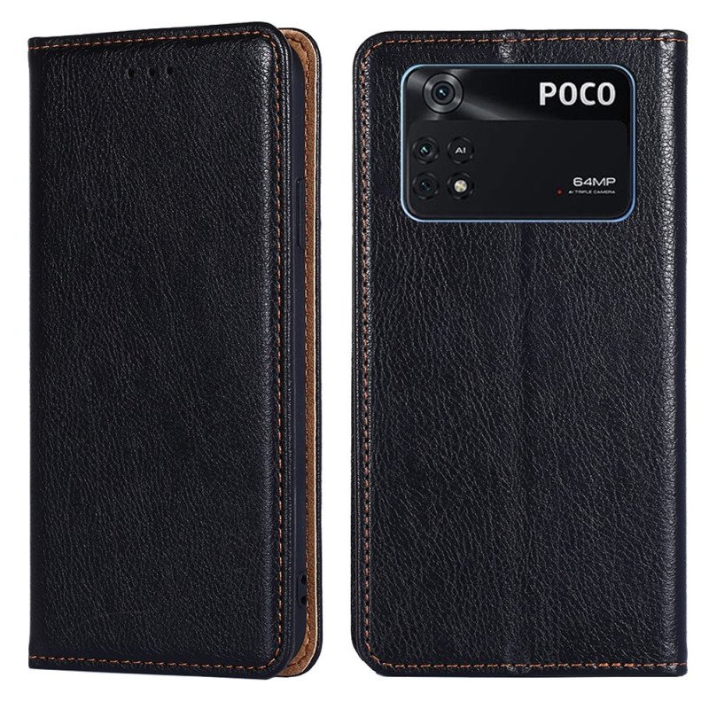 Folio-fodral Poco X4 Pro 5G Läderfodral Faux Lädersömmar