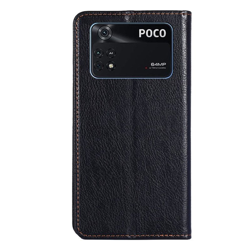 Folio-fodral Poco X4 Pro 5G Läderfodral Faux Lädersömmar