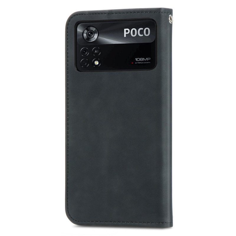 Folio-fodral Poco X4 Pro 5G Läderfodral Hudberöring