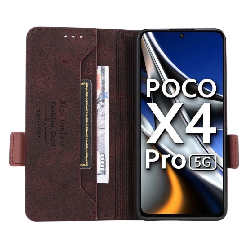 Folio-fodral Poco X4 Pro 5G Läderfodral Snygg Lädereffekt