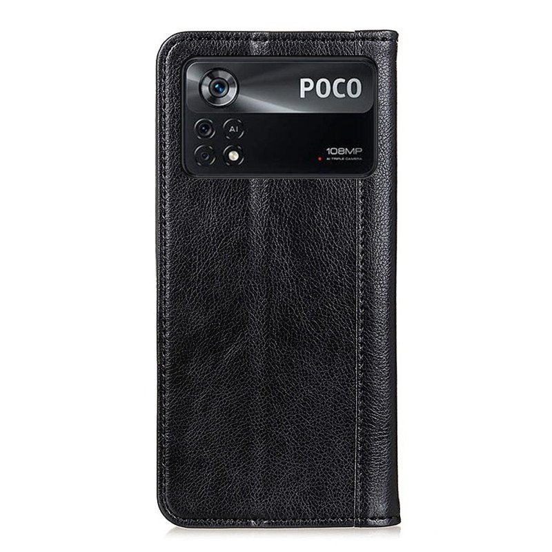 Folio-fodral Poco X4 Pro 5G Läderfodral Split Läder