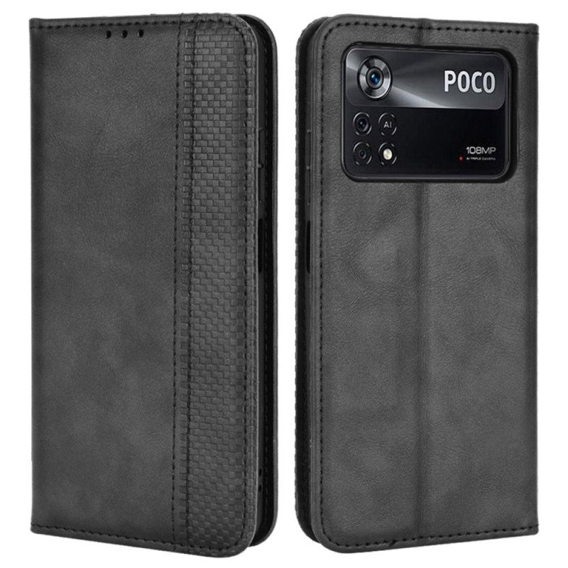 Folio-fodral Poco X4 Pro 5G Läderfodral Vintage Lädereffekt