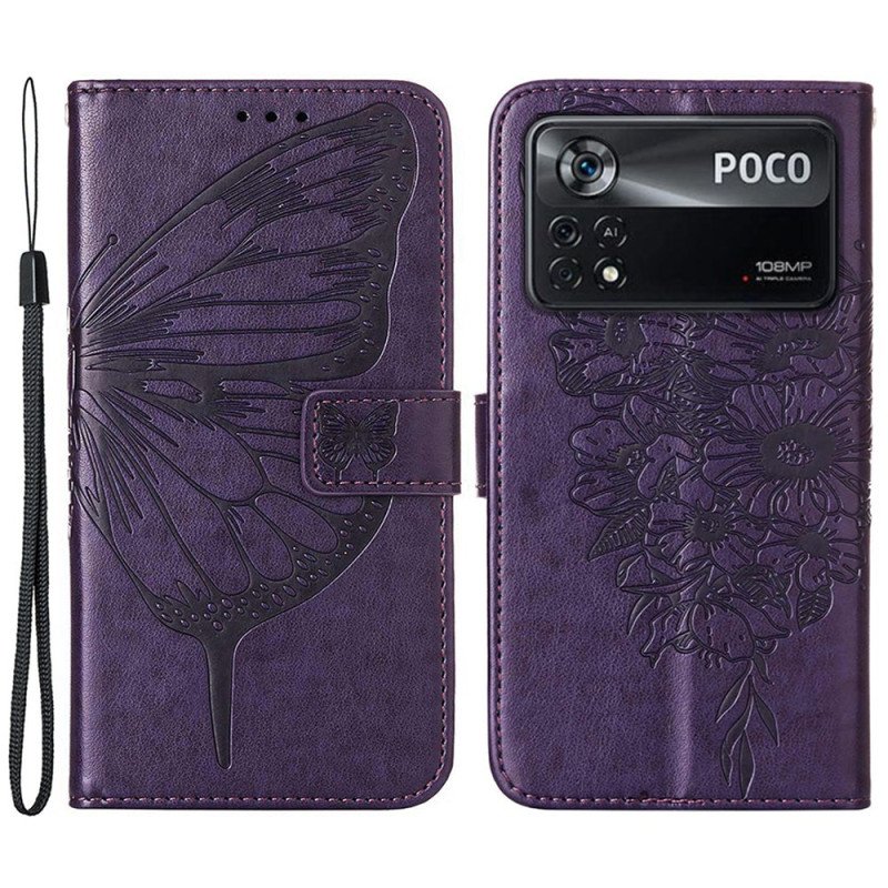 Folio-fodral Poco X4 Pro 5G Med Kedjar Barock Strappy Butterfly