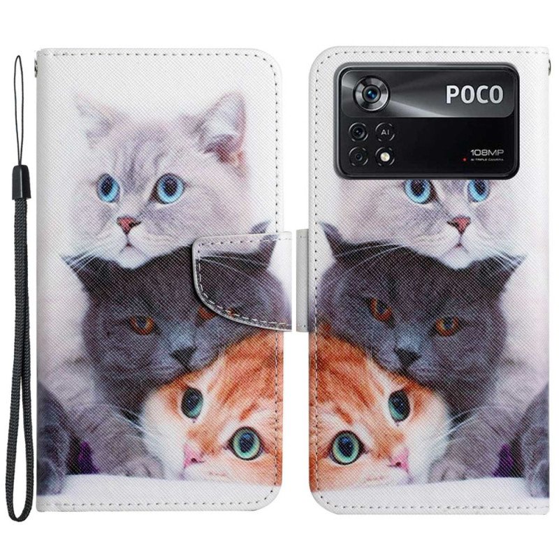 Folio-fodral Poco X4 Pro 5G Med Kedjar Endast Thong Cats