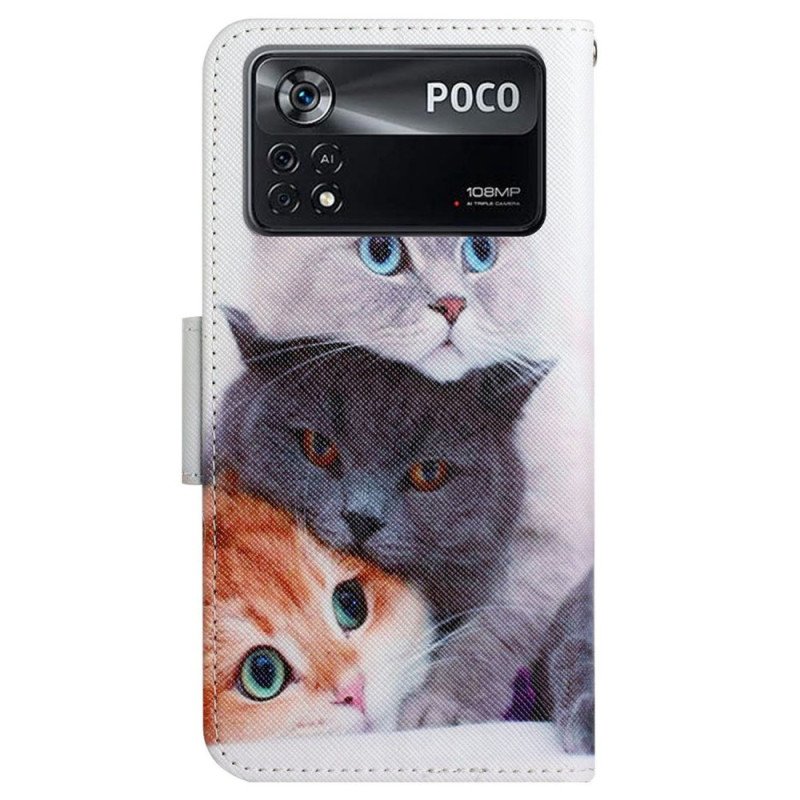 Folio-fodral Poco X4 Pro 5G Med Kedjar Endast Thong Cats