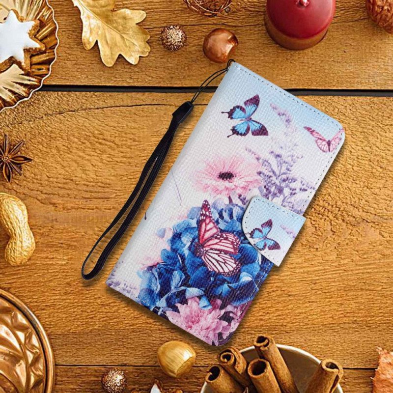 Folio-fodral Poco X4 Pro 5G Med Kedjar Strappy Floral Fantasy