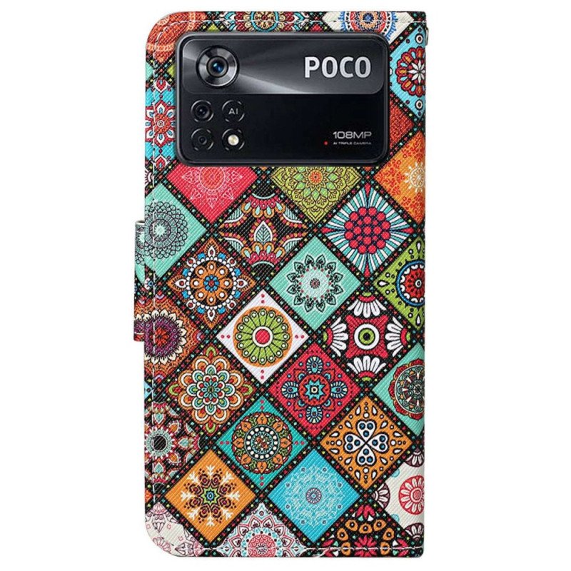 Folio-fodral Poco X4 Pro 5G Med Kedjar Strappy Patchwork