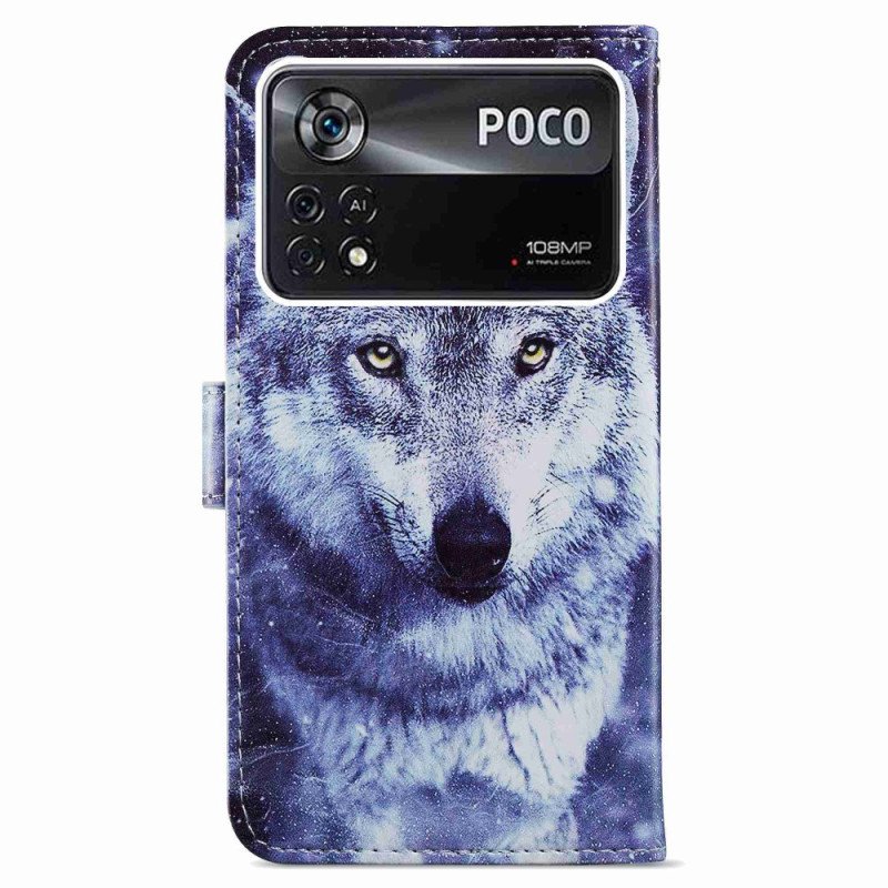 Folio-fodral Poco X4 Pro 5G Med Kedjar Strappy Wolf