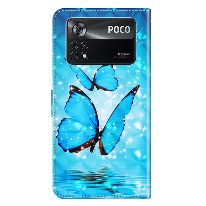 Folio-fodral Poco X4 Pro 5G Med Kedjar Stringfjärilar