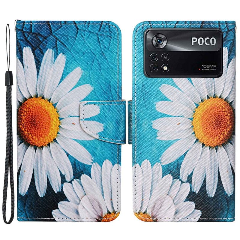 Folio-fodral Poco X4 Pro 5G Med Kedjar Thong Daisies