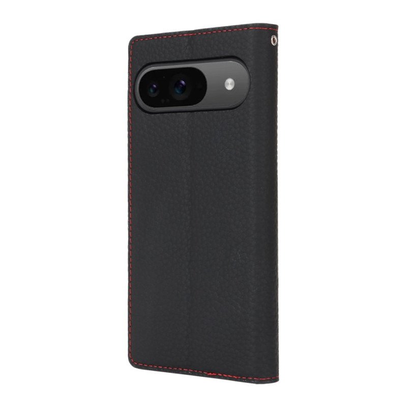 Folio-fodral Google Pixel 9 Telefonfodral Litchi Texture Med Axelrem