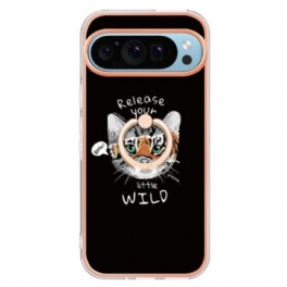 Skal Google Pixel 9 Telefonfodral Cat / Tiger Support Ring