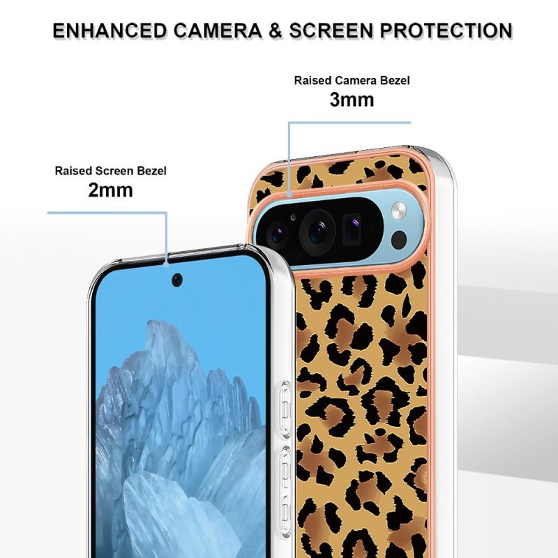 Skal Google Pixel 9 Telefonfodral Leopardtryck