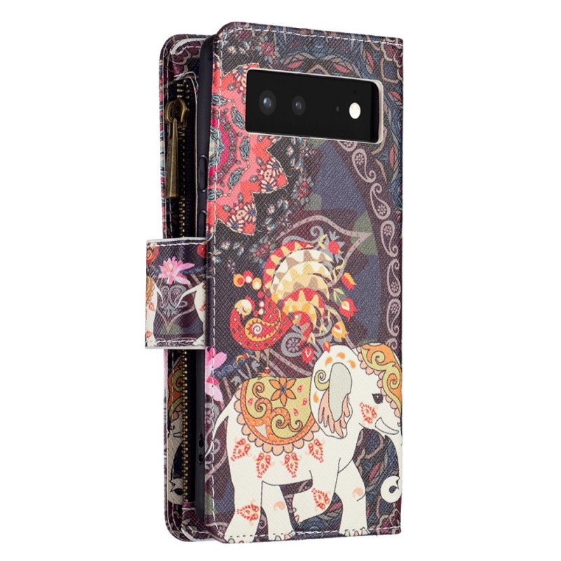 Folio-fodral Google Pixel 6 Elephant Zip-ficka